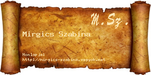 Mirgics Szabina névjegykártya